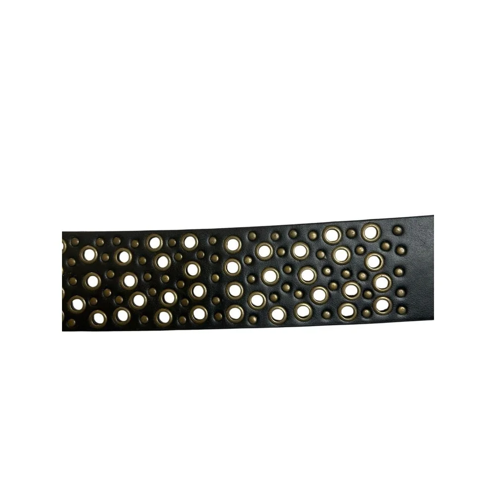 Studded Belt Black Brass Biker Glam Retro Grommet Indie Sleaze Grunge Moto 42